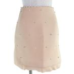 ショッピングMIUMIU 極美品△MIUMIU ミュウミュウ MG1048  ウール シルク ビジュー・エコパール付き ミニスカート ピンクベージュ 36 伊製 正規品 レディース