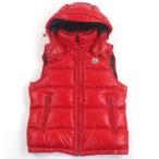 極美品□MONCLER モンクレール BORMES ロゴワッペン WZIP フーデッド ダウンベスト ジレ レッド 1 正規品 メンズ レディース オススメ◎