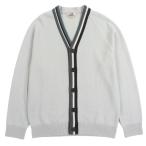 未使用品▼HERMES エルメス 23AW カシミヤ100% Vネック ライン入り ニット カーディガン ライトブルー XL イタリア製 正規品 メンズ