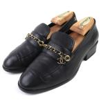 ショッピングGマーク 美品△CHANEL シャネル G38559  ココマークチャーム付き レザー ローファー ブラック 35.5 箱・保存袋付き イタリア製 レディース