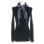 ショッピングBURBERRY 未使用品△BURBERRY バーバリー 24SS 8081169 ロゴ刺繍 デザインネック 長袖 リブ ニット セーター スカーフ付き ブラック S 正規品 伊製