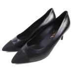 ショッピングCHANEL 美品△CHANEL シャネル G31984 ココマーク 異素材切替 ポインテッドトゥ レザー パンプス ブラック 37 保存袋付き イタリア製 レディース