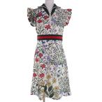美品☆GUCCI グッチ 479538 ニューフローラプリント フリルスリーブ ジャージーワンピース ドレス S イタリア製 正規品 レディース