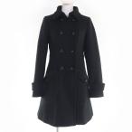 ショッピングBURBERRY 美品☆BURBERRY BLUE LABEL バーバリーブルーレーベル ウール ロゴボタン 裏地チェック柄 コート ブラック 38 正規品 レディース