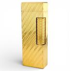 ショッピングダンヒル 良品▲Dunhill ダンヒル ウェーブ柄 スクエア ローラー式 喫煙具 ガス ライター ゴールド スイス製 メンズ 着火確認済み