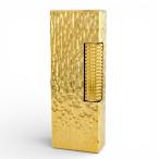 美品▲Dunhill ダンヒル スクエア 総柄 ハンマード加工 ローラー式 ガス ライター ゴールド ケース付き スイス製 メンズ 着火確認済み