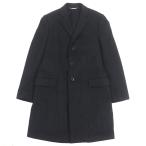 極美品▼DOLCE&GABBANA ドルチェ＆ガッバーナ 黒タグ ロゴ入りボタン ストライプ柄 シングル チェスターコート ダークグレー 48 正規品
