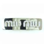 ショッピングMIUMIU 未使用品☆MIUMIU ミュウミュウ 5IF118  ラインストーン ロゴ ヘアバレッタ ヘアアクセサリー シルバー 箱・保存袋付き 伊製 レディース