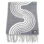 極美品▼HERMES エルメス カザック・ヴァーグ カシミヤ100% グリ・フランネル/イヴォワール フリンジ付き マフラー 箱付き 英国製 メンズ