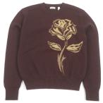 ショッピング薔薇 極美品□BURBERRY バーバリー 8077347 ウール ローズ 薔薇デザイン ロングスリーブニット セーター ブラウン S イタリア製 正規品 メンズ