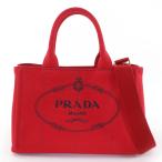 極美品☆PRADA プラダ 1BG439 カナパ トライアングルロゴプレート 2WAY キャンバス トートバッグ ハンドバッグ レッド 保袋付 レディース