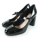 未使用品☆MIUMIU ミュウミュウ ラインストーン チャンキーヒール パテントレザー パンプス ブラック 36 箱付き イタリア製 レディース