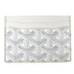 ショッピングゴヤール 未使用品△GOYARD ゴヤール サンシュルピス PVC レザー ヘリンボーン パスケース 定期入れ カードケース ホワイト グレー 箱付き 仏製