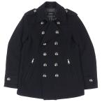  прекрасный товар ^BURBERRY BLACK LABEL Burberry Black Label обратная сторона проверка Logo metal кнопка с хлопком шерсть бушлат темный темно-синий M стандартный товар 