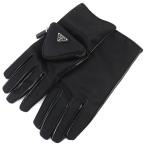 ショッピングプラダ 美品△PRADA プラダ 2GG137トライアングルロゴポーチ RE-NYLON ラムレザー グローブ 手袋 ブラック 8 箱付き イタリア製 正規品 メンズ