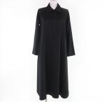 極美品☆Y's ワイズ 22AW YW-D19-110 ウール100％ 長袖 シャツワンピース ロング丈ワンピース ブラック 1 日本製 正規品 レディース