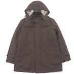 ショッピングBURBERRY 美品□BURBERRY LONDON バーバリーロンドン 裏ノバチェック柄 中綿ライナー付き フーデッド ナイロンコート ブラウン M 正規品 メンズ