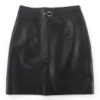 未使用品☆HERMES エルメス 3E1309DR カーフスキン シルバー金具 レザー 台形スカート ミニスカート ブラック 36 イタリア製 レディース