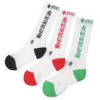 未使用品▼CHROME HEARTS クロムハーツ SOCKS-U-SPORT ダガー刺繍 ソックス 靴下3足セット ホワイト レッド グリーン S (23-25cm) メンズ