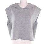 極美品◇MIUMIU ミュウミュウ 2022年製 MJT654 コットン100％ ロゴワッペン セーラーカラートップ ノースリーブ スウェット S 正規品