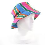 美品☆MIUMIU ミュウミュウ 5HC196 コットン100％ ロゴ刺繍 バケットハット 帽子 マルチカラー M 保存袋付 イタリア製 正規品 レディース