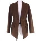 極美品☆HERMES エルメス 4H0218DA ウール ベルト付 ストライプ柄 テーラードジャケット ブラウン 36 フランス製 正規品 レディース