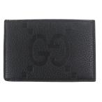 極美品▼GUCCI グッチ 812681 レザー ジャンボGG ロゴ型押し 名刺入れ 定期入れ パスケース カードケース ブラック イタリア製 メンズ