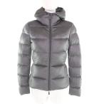 ショッピングmoncler 美品★MONCLER モンクレール 220934599500 JERSEY ジェルジー フード・ロゴZIP付 ダウンジャケット グレー 00 正規品 レディース