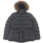 美品□MONCLER モンクレール CLUNY GIUBBOTTO ロゴワッペン付き ファーフーデッド ダウンジャケット ダウンコート グレー 2 メンズ