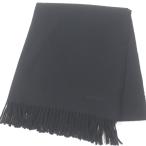  прекрасный товар *HERMES Hermes кашемир 100% Logo embro Ida Lee вышивка бахрома большой размер muffler шаль черный Британия производства Scotland производства 