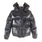 極美品★MONCLER モンクレール 2022年製 ABBAYE フロントロゴ フード付 ZIP UP ダウンジャケット 黒 12anni 152cm 国内正規品 大人女性可