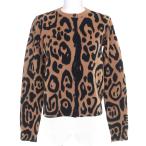 極美品△FENDI フェンディ 2025年製 FZE548 ウール カシミヤ ロゴボタン レオパード柄 長袖 ニットカーディガン ブラウン 36 伊製 正規品