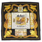 ショッピングHERMES 未使用品△HERMES エルメス IN SALZBURG ザルツブルグにて シルク100％ カレ90 楽器 楽譜 スカーフ ブラック イエロー系 箱付 フランス製