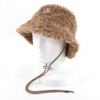 美品☆MONCLER モンクレール BERRETTO ロゴワッペン ボア バケットハット/アスレチックハット ブラウン M イタリア製 正規品 レディース