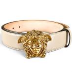  прекрасный товар ^VERSACE Versace mete.-sa пряжка кожаный ремень слоновая кость Gold металлические принадлежности 90/36 Италия производства мужской 