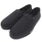 極美品▼PRADA プラダ 2S2964 ナイロン トライアングルロゴ Re-Nylon フラットシューズ スリッポン ブラック 6.5 箱付 イタリア製 メンズ