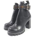 ショッピングLOUIS 極美品□LOUIS VUITTON ルイヴィトン スタートレイルライン レザー モノグラム スタッズ ベルト付 サイドゴアブーツ アンクルブーツ  36