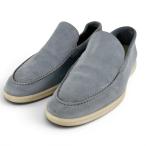  прекрасный товар ^Loro Piana Loro Piana 52625L SUMMER WALK summer walk замша кожа мокасины голубой серый 40.5 Италия производства мужской 