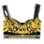  превосходный товар ^VERSACE Versace A78760 шелк 100%baroko рисунок бюстье tube top черный желтый 38 сделано в Италии стандартный товар женский 
