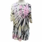 美品▼CELINE セリーヌ 23SS 2X59G649V タイダイ柄 ロゴプリント クルーネック ショートスリーブ 半袖Ｔシャツ マルチ L 正規品 メンズ