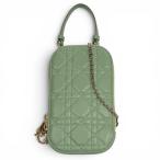  прекрасный товар * Christian Dior S0872ONMJ Lady Dior Call'in Dior phone держатель действующий товар кожа мобильный кейс зеленый сделано в Италии обычная цена 200000 иен 