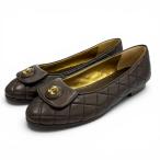  прекрасный товар *CHANEL Chanel 23A G45047ba Rely na здесь Mark matelasse балетки Brown Gold металлические принадлежности 37 Италия производства сумка для хранения имеется 