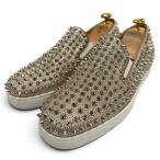  прекрасный товар VChristian Louboutin Christian Louboutin шиповки заклепки спортивные туфли туфли без застежки оттенок бежевого серебряный 42.5 Италия производства мужской 