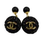  хорошая вещь *CHANEL Chanel Vintage 94P здесь Mark коврик lase запонки кнопка кафф links черный Gold Франция производства женский 