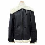  превосходный товар ^HELMUT LANG Helmut Lang овечья кожа Zip выше Bomber жакет автомобиль - кольцо мутон жакет черный S