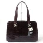 ショッピングタグ 【ドンドン見直し】未使用品☆SANPO サンポー クロコダイルレザー ハンドバッグ ボルドー系 レディース JRAタグ付 袋 エレガント◎