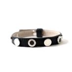 美品◎イタリア製 BVLGARI ブルガリ オニキス レディース ブルガリブルガリ レザーブレスレット ブラック×シルバー 箱付き
