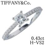 ティファニー ノヴォ ソリティア リング ダイヤ0.43ct H-VS2 スクエアカット 11号〜11.5号 PT950 鑑定書 箱 新品仕上げ済 【24809】