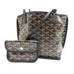 GOYARD ゴヤール ANJOU MINI アンジュ ミニ リバーシブル トートバッグ ハンドバッグ PVC キャンバス レザー ブラック ポーチ付き 2018年製 新同品【中古】