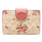 コーチCOACH財布 新作 新品 シグネチャー フローラルプリント 花柄 二つ折り財布 CA-099 IMSAS ブランド サイフ【コーチ箱 ショップ袋付き ギフト包装無料 】